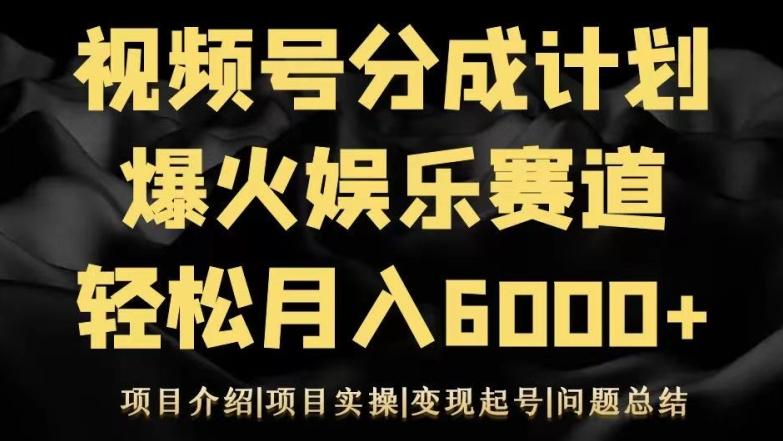 视频号创作分成计划之娱乐赛道轻松日入500+-雲鼎文化传媒