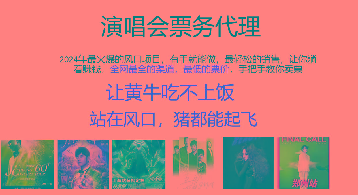 2024年最火爆风口项目，演唱会票务代理，日入2000+，一部手机就能搞定！-雲鼎文化传媒