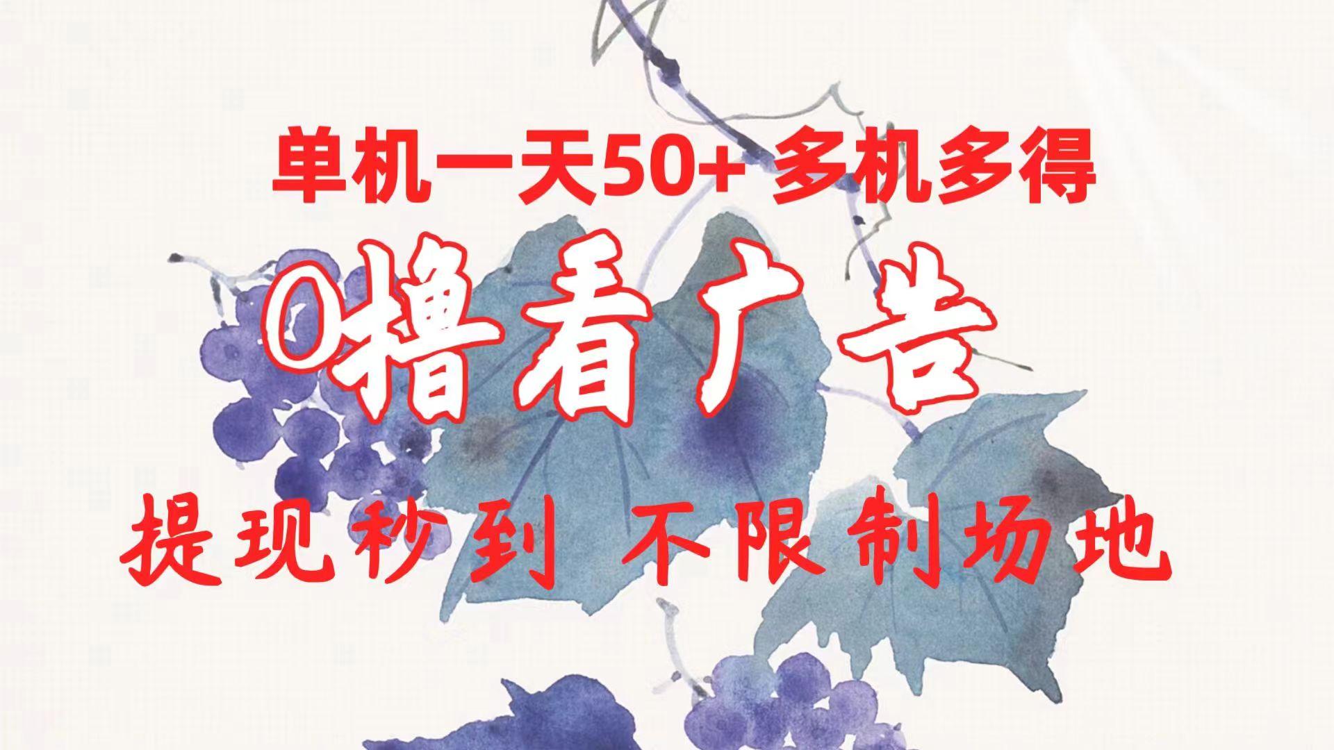0撸看广告 单机一天50+多机多得 提现秒到 不限制场地操作-雲鼎文化传媒