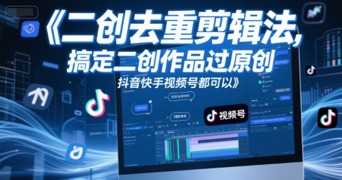 短视频二创去重剪辑法，搞定二创作品过原创，抖音快手视频号都可以-雲鼎文化传媒