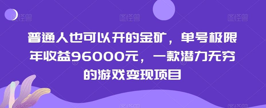 普通人也可以开的金矿，单号极限年收益96000元，一款潜力无穷的游戏变现项目【揭秘】-雲鼎文化传媒