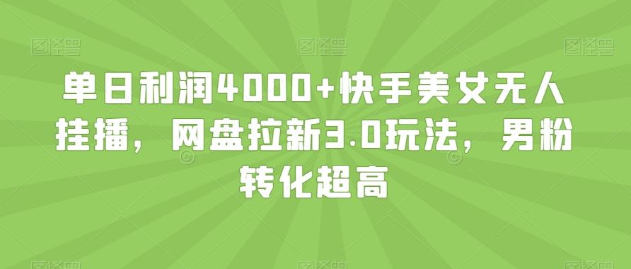 单日利润4000+快手美女无人挂播，网盘拉新3.0玩法，男粉转化超高【揭秘】-雲鼎文化传媒