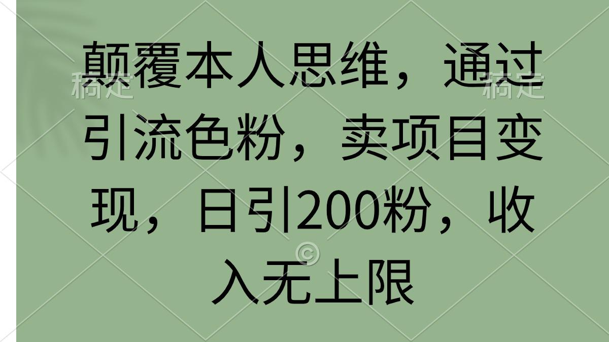 (9523期)颠覆本人思维，通过引流色粉，卖项目变现，日引200粉，收入无上限-雲鼎文化传媒