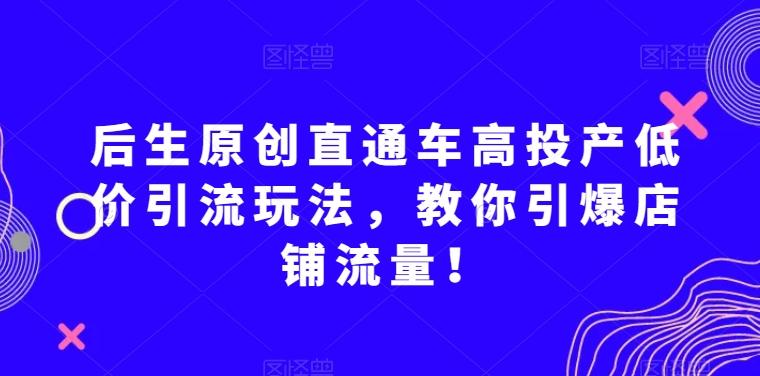 后生原创直通车高投产低价引流玩法，教你引爆店铺流量！-雲鼎文化传媒