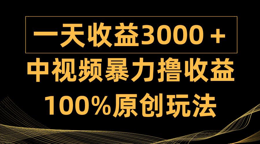 (9696期)中视频暴力撸收益，日入3000＋，100%原创玩法，小白轻松上手多种变现方式-雲鼎文化传媒
