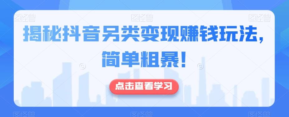 揭秘抖音另类变现赚钱玩法，简单粗暴！-雲鼎文化传媒