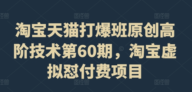 淘宝天猫打爆班原创高阶技术第60期，淘宝虚拟怼付费项目-雲鼎文化传媒