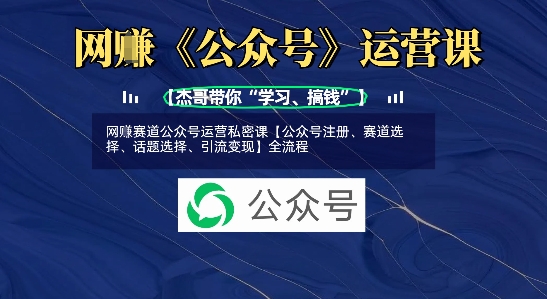 网创赛道公众号运营私密课【公众号注册、赛道选择、话题选择、引流变现】全流程-雲鼎文化传媒