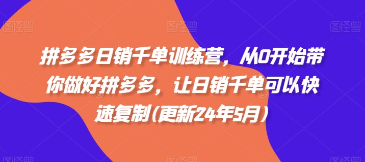 拼多多日销千单训练营，从0开始带你做好拼多多，让日销千单可以快速复制(更新25年5月)-雲鼎文化传媒