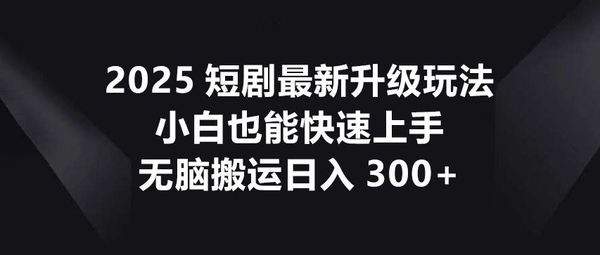 2025短剧最新升级玩法，小白也能快速上手，无脑搬运日入300+-雲鼎文化传媒