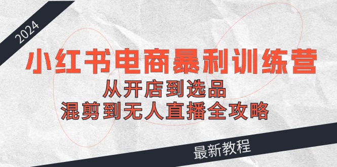 2024小红书电商暴利训练营：从开店到选品，混剪到无人直播全攻略-雲鼎文化传媒