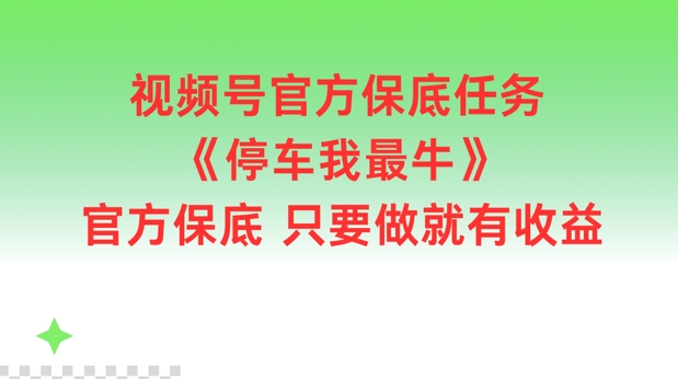 视频号官方保底任务，停车我最牛，官方保底只要做就有收益【揭秘】-雲鼎文化传媒