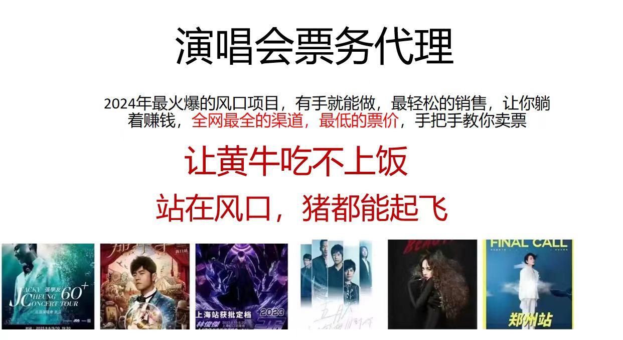 演唱会2024票务代理，全网最低的票价，手把手教你卖票，日入2000+-雲鼎文化传媒
