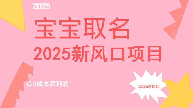 2025新风口项目宝宝取名，0成本高利润，附保姆级教程，月入过万不是梦-雲鼎文化传媒
