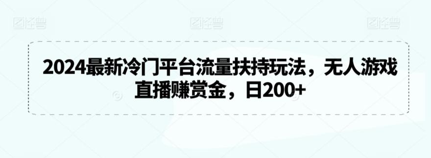 2024最新冷门平台流量扶持玩法，无人游戏直播赚赏金，日200+【揭秘】-雲鼎文化传媒
