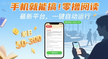 手机就能搞！零撸阅读挂G，最新平台，一键自动运行，随时随地挣，单日50-3张+【揭秘】-雲鼎文化传媒