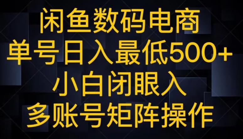 闲鱼数码电商，单号日入最低500+，小白闭眼入，多账号矩阵操作-雲鼎文化传媒