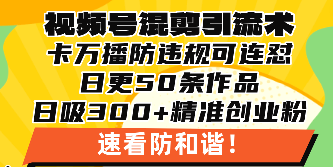 视频号混剪引流技术，500万播放引流17000创业粉，操作简单当天学会-雲鼎文化传媒