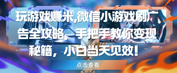 玩游戏挣米，微信小游戏刷广告全攻略，手把手教你变现秘籍，小白当天见效-雲鼎文化传媒