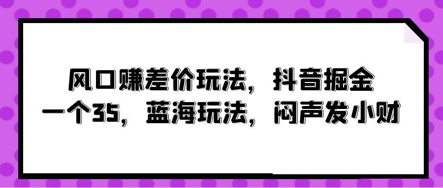 (10022期)风口赚差价玩法，抖音掘金，一个35，蓝海玩法，闷声发小财-雲鼎文化传媒