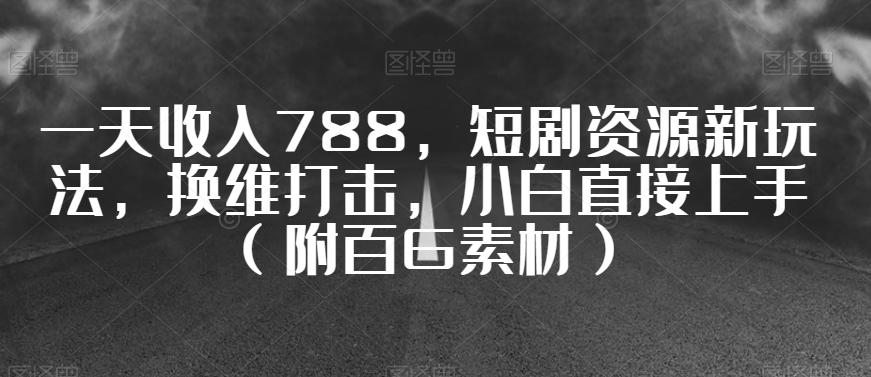 一天收入788，短剧资源新玩法，换维打击，小白直接上手（附百G素材）【揭秘】-雲鼎文化传媒