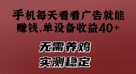 手机每天看看广告就能挣钱，单设备收益40+，无需养鸡，实测稳定【揭秘】-雲鼎文化传媒