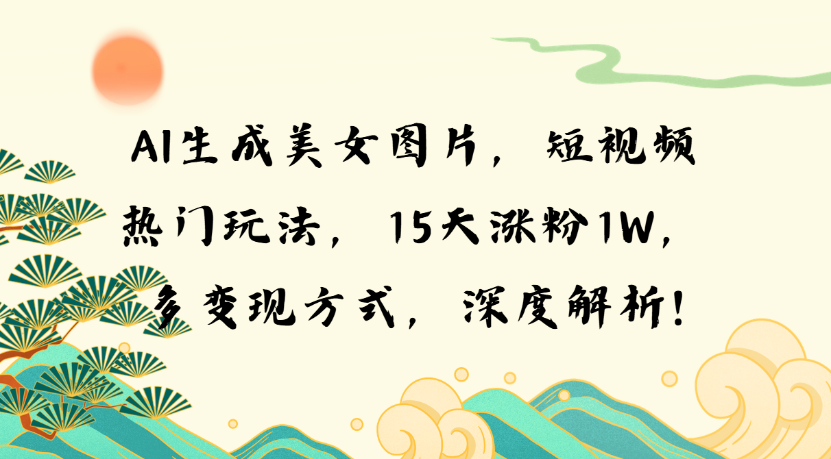 AI生成美女图片，短视频热门玩法，15天涨粉1W，多变现方式，深度解析!-雲鼎文化传媒