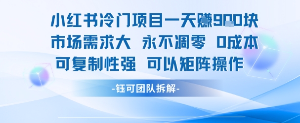 小红书冷门项目一天收益9张，市场需求大，0成本，可复制性强可以矩阵操作-雲鼎文化传媒