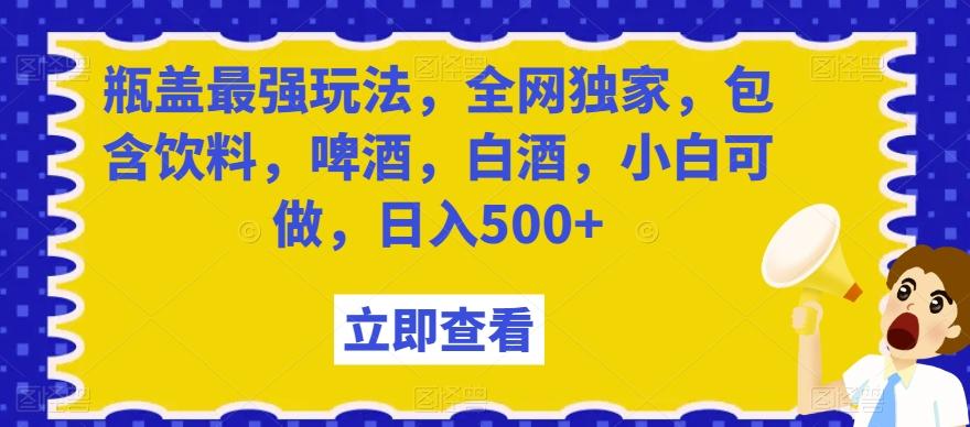 瓶盖最强玩法，全网独家，包含饮料，啤酒，白酒，小白可做，日入500+【揭秘】-雲鼎文化传媒