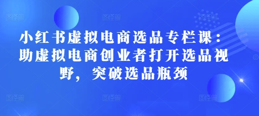 小红书虚拟电商选品专栏课：助虚拟电商创业者打开选品视野，突破选品瓶颈-雲鼎文化传媒