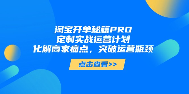 淘宝开单秘籍PRO，定制实战运营计划，化解商家痛点，突破运营瓶颈-雲鼎文化传媒