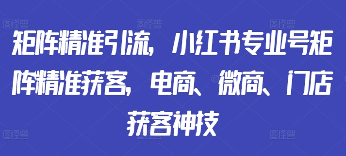 矩阵精准引流，小红书专业号矩阵精准获客，电商、微商、门店获客神技-雲鼎文化传媒