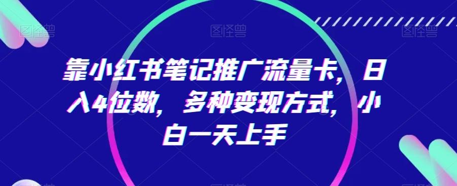 靠小红书笔记推广流量卡，日入4位数，多种变现方式，小白一天上手-雲鼎文化传媒