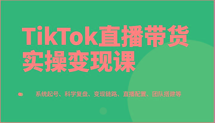 TikTok直播带货实操变现课：系统起号、科学复盘、变现链路、直播配置、团队搭建等-雲鼎文化传媒