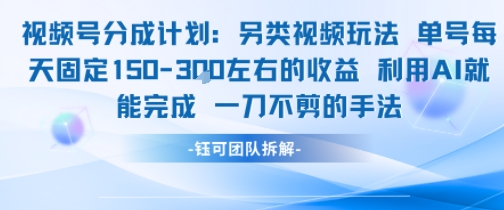 视频号分成另类视频玩法单号每天固定150左右的收益利用AI就能完成一刀不剪的手法-雲鼎文化传媒