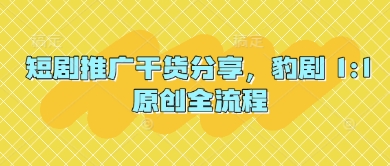 短剧推广干货分享，豹剧 1:1原创全流程-雲鼎文化传媒
