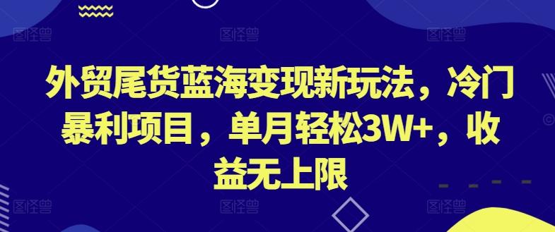 外贸尾货蓝海变现新玩法，冷门暴利项目，单月轻松3W+，收益无上限【揭秘】-雲鼎文化传媒