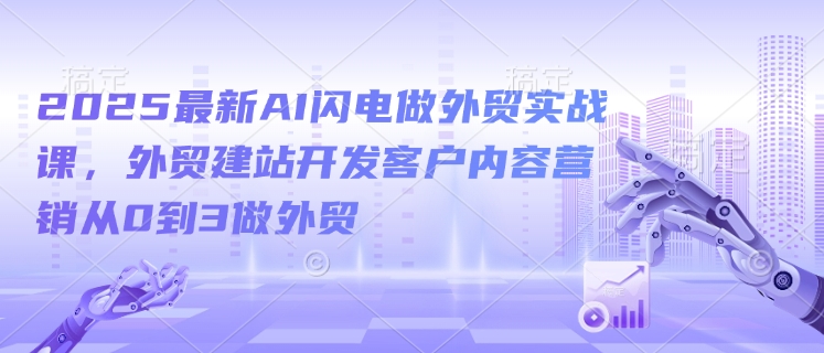2025最新AI闪电做外贸实战课，外贸建站开发客户内容营销从0到3做外贸-雲鼎文化传媒