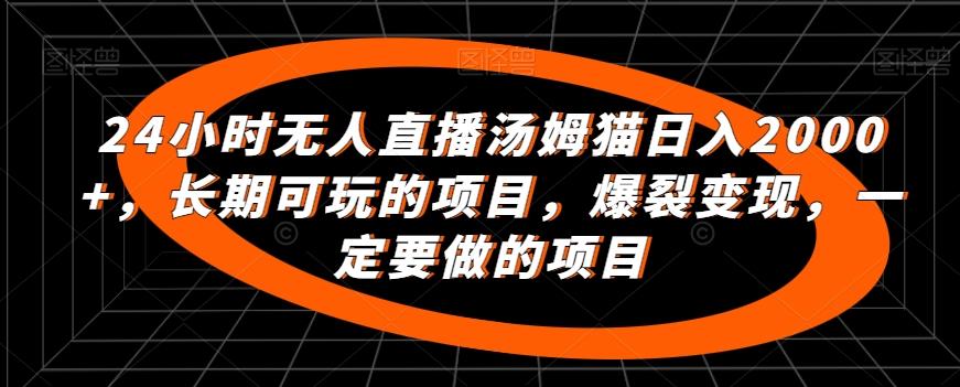 24小时无人直播汤姆猫日入2000+，长期可玩的项目，爆裂变现，一定要做的项目【揭秘】-雲鼎文化传媒