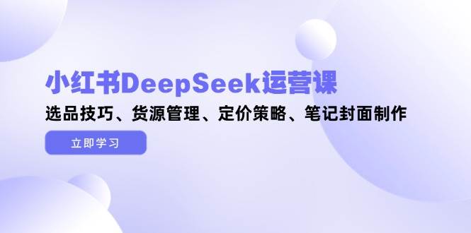 小红书DeepSeek运营课，选品技巧、货源管理、定价策略、笔记封面制作-雲鼎文化传媒