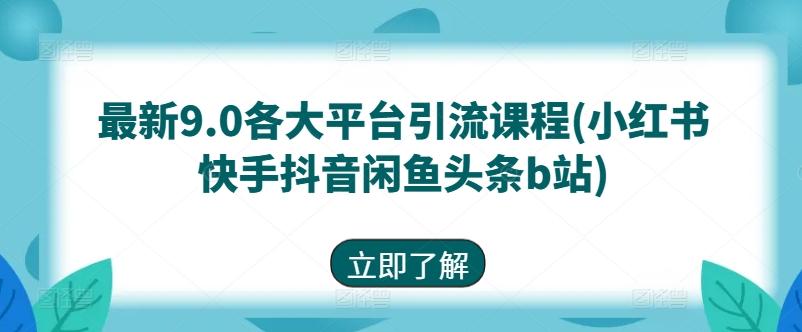 最新9.0各大平台引流课程(小红书快手抖音闲鱼头条b站)-雲鼎文化传媒