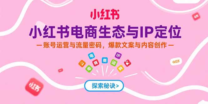 小红书电商生态与IP定位，账号运营与流量密码，爆款文案与内容创作-雲鼎文化传媒