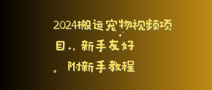 2024搬运宠物视频项目，新手友好，完美去重，附新手教程【揭秘】-雲鼎文化传媒