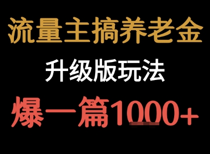 流量主之养老金升级版玩法  爆一篇收益1k+-雲鼎文化传媒