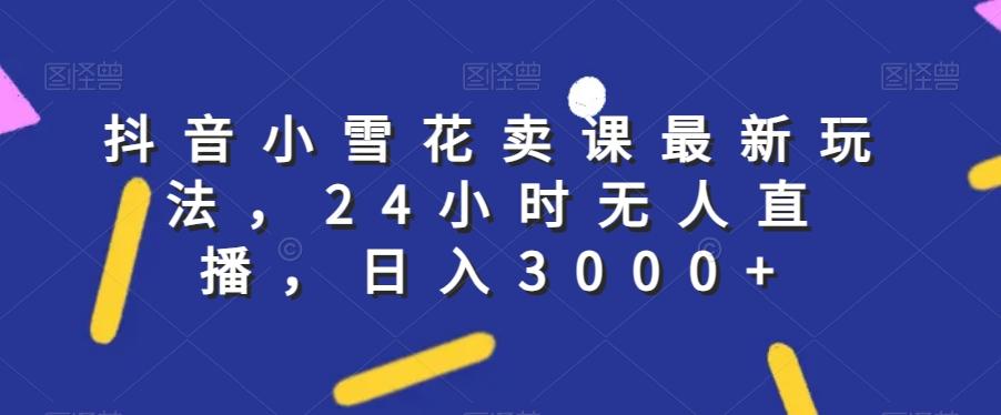 抖音小雪花卖课最新玩法，24小时无人直播，日入3000+【揭秘】-雲鼎文化传媒