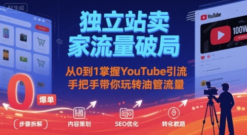 独立站卖家流量破局：从0到1掌握YouTube引流，手把手带你玩转油管流量-雲鼎文化传媒