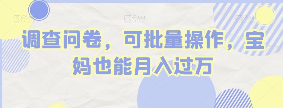 调查问卷，可批量操作，宝妈也能月入过万-雲鼎文化传媒