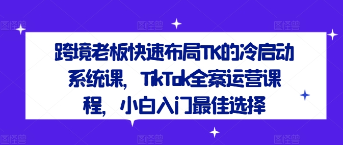 跨境老板快速布局TK的冷启动系统课，TikTok全案运营课程，小白入门最佳选择-雲鼎文化传媒