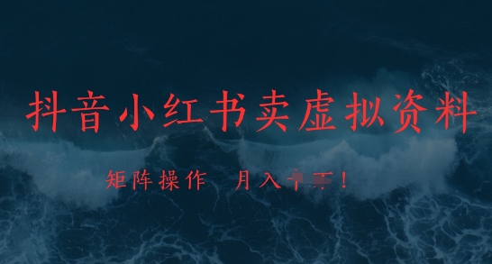 抖音小红书卖虚拟资料，市场需求一直存在，矩阵操作，月入1w+-雲鼎文化传媒