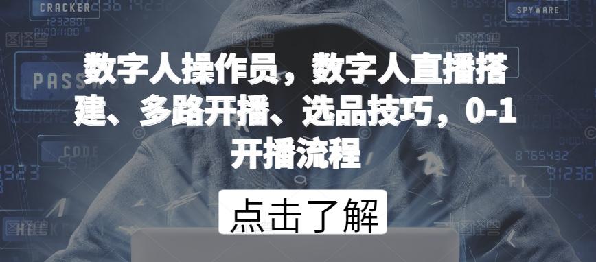 数字人操作员，数字人直播搭建、多路开播、选品技巧，0-1开播流程-雲鼎文化传媒